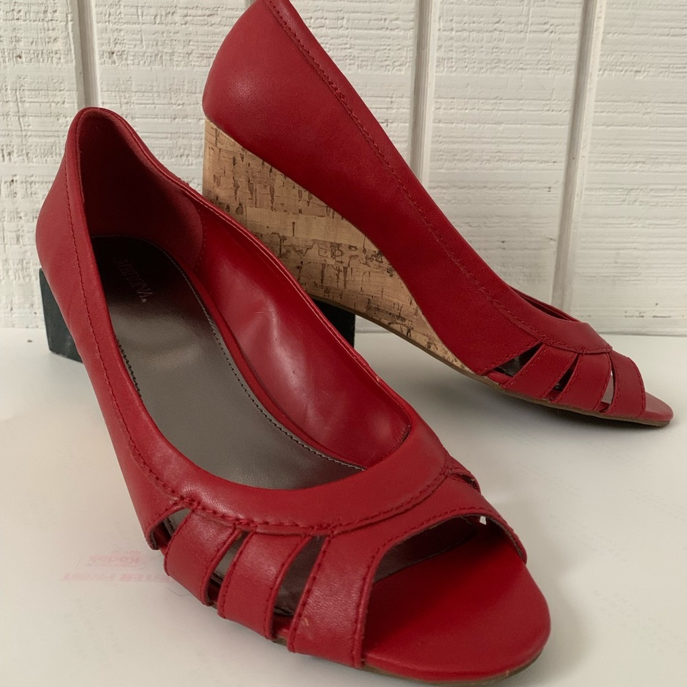Merona Red Wedge Shoes with Glossy Finish